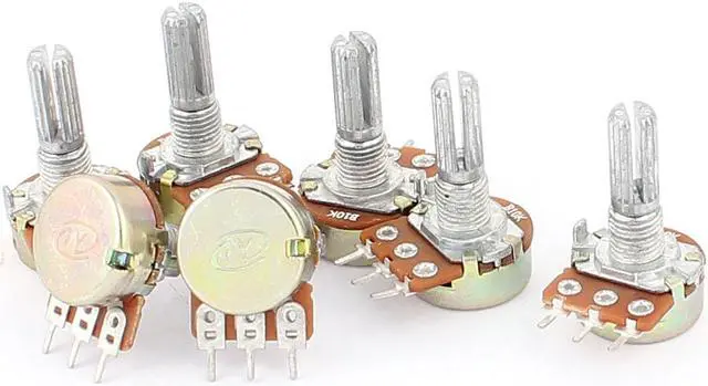 Main image of 7 PCS B10K 10K Ohm 6mm Shaft Single Linear Adjustable Rotary Knob Potentiometers