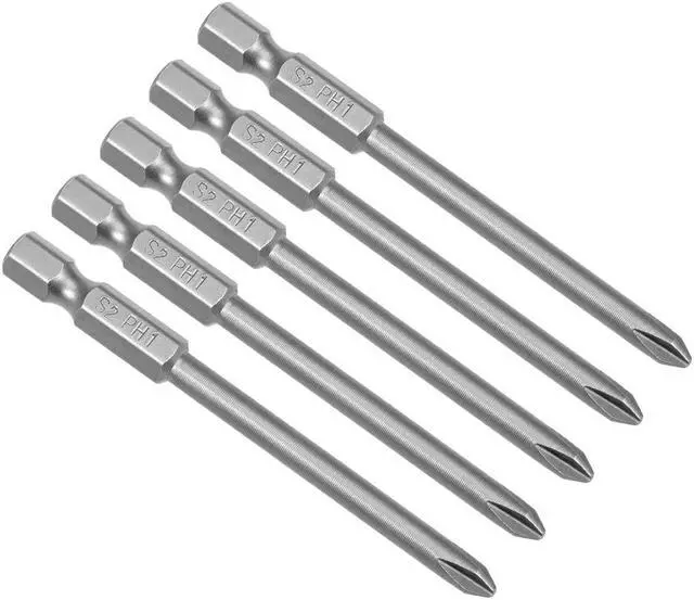 Main image of 5Pcs 1/4-Inch Hex Shank 75mm Length Phillips 4.5PH1 Magnetic Screw Driver S2 Screwdriver Bits