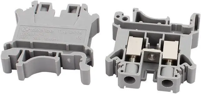 Alt view image 2 of 3 - 25Pcs UK10N 800V 76A Rail Mount 10mm2 Cable Screw Type Terminal Block Gray
