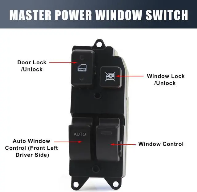 Alt view image 3 of 5 - Front Left Power Window Switch 84820-16060 for 89-00 Toyota Pickup T100 Tacoma