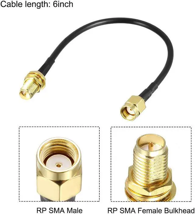 Alt view image 2 of 4 - Antenna Extension Cable RP-SMA Male to RP-SMA Female Low Loss RG174 6 inch 2pcs