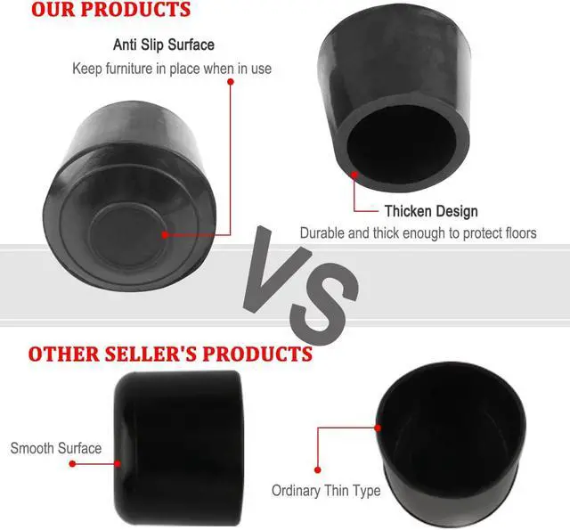 Alt view image 4 of 7 - 8pcs Chair Leg Tips Caps 14mm 9/16 Inch Anti Slip Rubber Furniture Table Feet Cover Floor Protector Reduce Noise Prevent Scratches