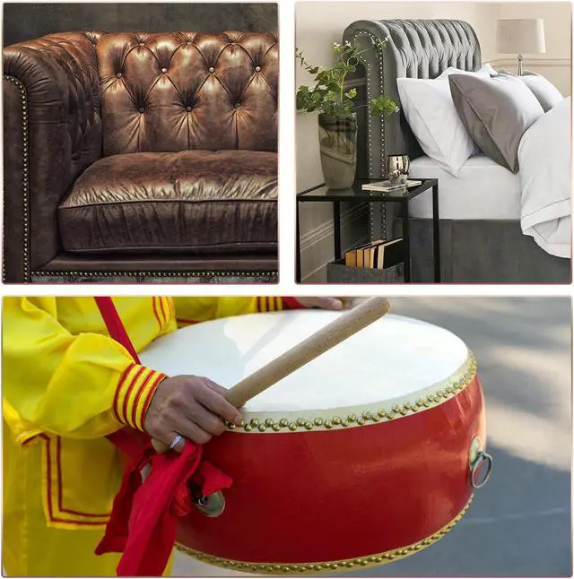 Alt view image 4 of 4 - Upholstery Nails Tacks 11mm White Round Head 17mm Length Thumb Push Pins 100 Pcs