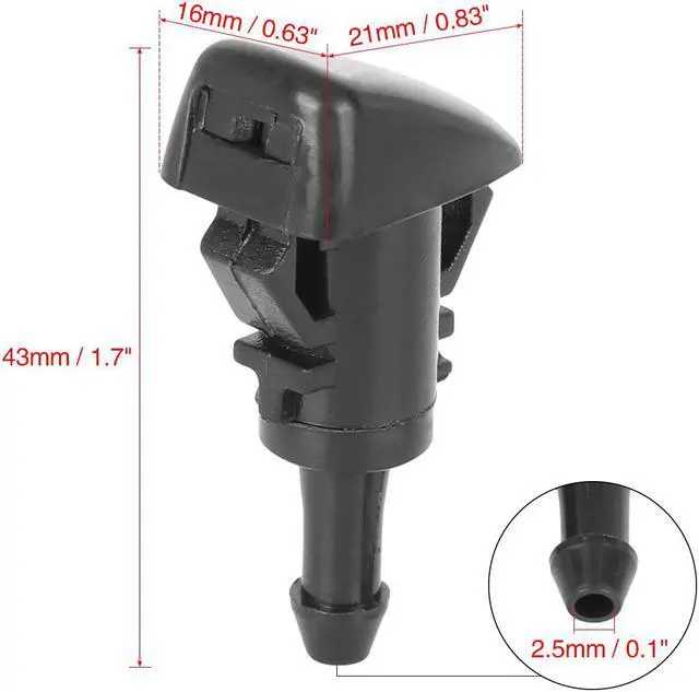 Alt view image 2 of 7 - 2pcs 5160308AA Windshield Washer Nozzle Jet Spray Single Hole for 2007-2012 Dodge Caliber