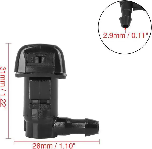 Alt view image 2 of 5 - 2pcs 85381-04030 Windshield Washer Nozzle Sprayer Single Hole Replacement for 95-04 Toyota Tacoma