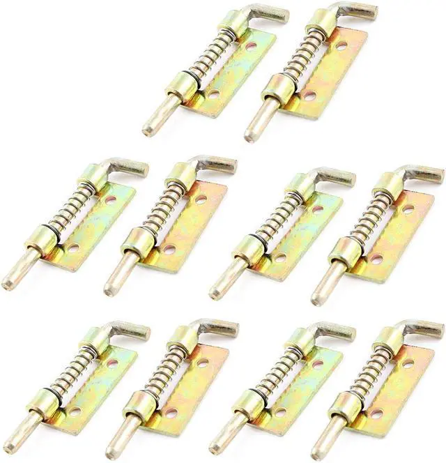 Main image of Unique Bargains 10 Pieces Fixed Type Metal Lock Spring Loaded Barrel Bolt Latch Bronze Tone