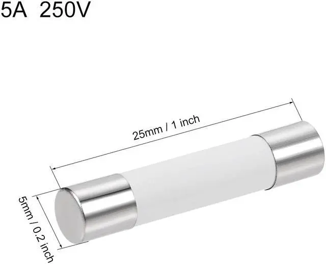 Alt view image 2 of 2 - Automotive Cartridge Fuses 5A 250V 5x25mm Fast Blow Replacement for Car Stereo Audio Alarm Amplifier Ceramic 10pcs
