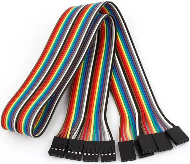 Main image of 5 Pcs 2.54mm Pitch F/F Dual Female Ends 4P Jumper Wire Connector 50cm