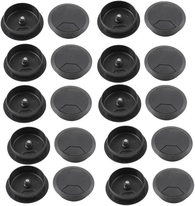 Main image of 20pcs Office PC Computer Desk 50mm Diameter Grommet Cable Hole Cover Black