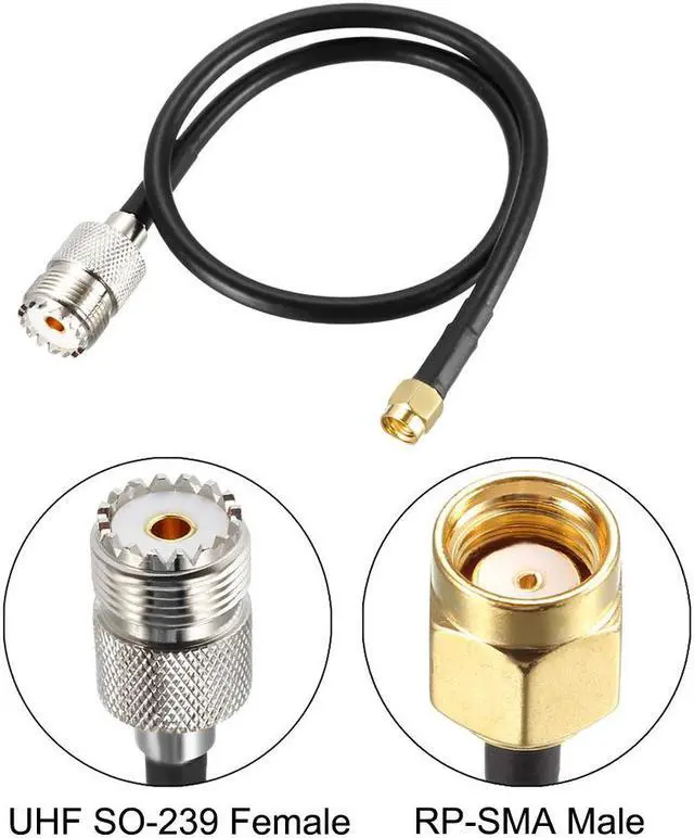 Alt view image 2 of 4 - RF Coax Cable RP-SMA Male to UHF SO-239 Female Coaxial Cable 16 Inch