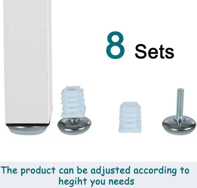 Alt view image 7 of 7 - Adjustable Leveling Feet 19 x 19mm Square Tube Inserts Furniture Glide 8 Sets