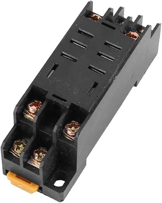 Main image of 2-M4X10 8 Terminal 35mm DIN Rail Mounted Power Relay Socket Base Holder