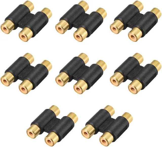 Main image of RCA 2 Female to 2 Female Connector Stereo Audio Video Cable Adapter Coupler Gold-plated 8Pcs