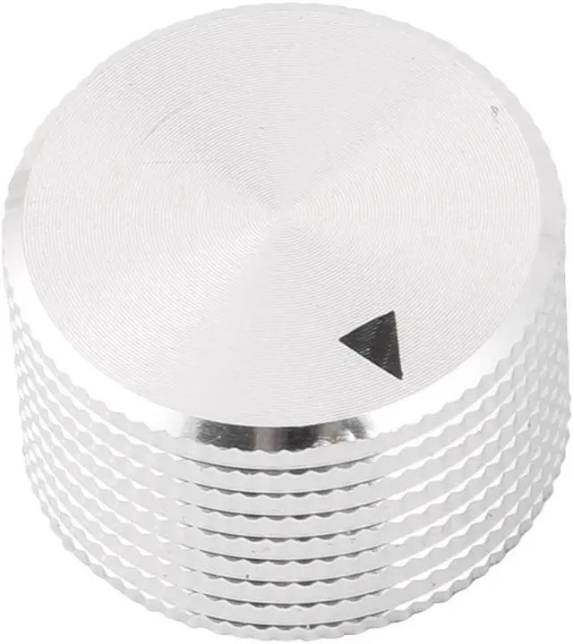 Main image of 25mm x 15mm Aluminum Alloy Knurled Button Potentiometer Control Knob Silver Tone