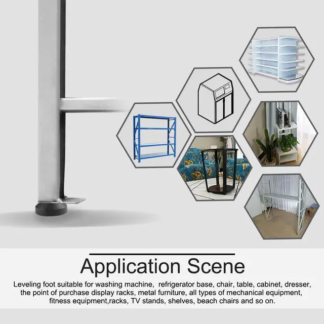 Alt view image 7 of 7 - M8 x 80 x 60mm Leveling Feet Adjustable Leveler Protector for Machine Leg 2pcs