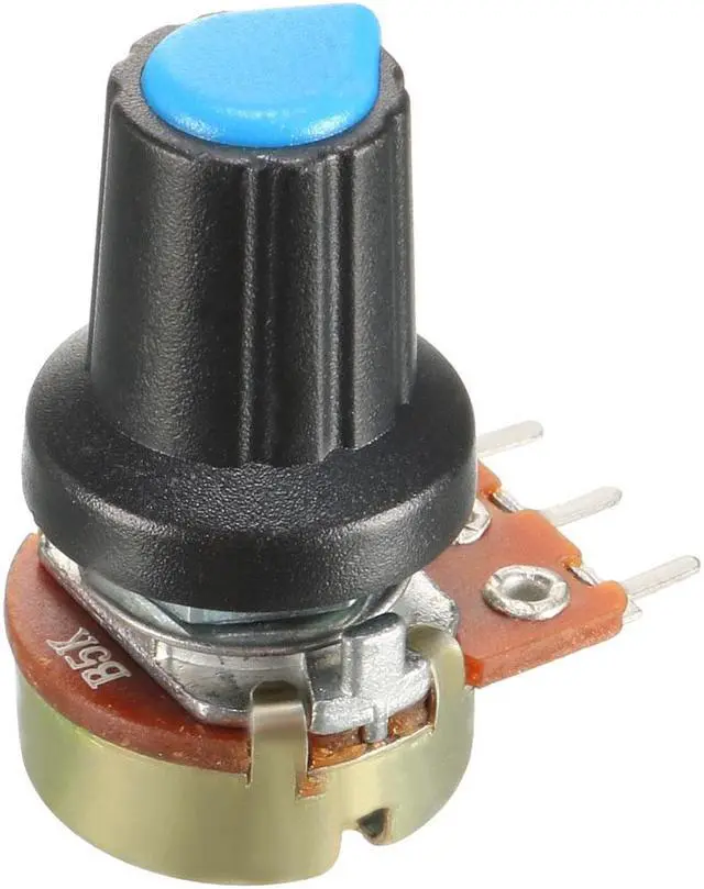 Alt view image 5 of 5 - 2Pcs 5K Ohm Variable Resistors Single Turn Rotary Carbon Film Taper Potentiometer with Knobs