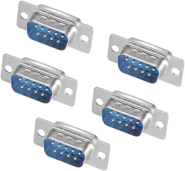 Main image of D-sub Connector Male Plug 9-pin 2-row Port Terminal Breakout Solder Type for Mechanical Equipment CNC Computers Blue Pack of 5
