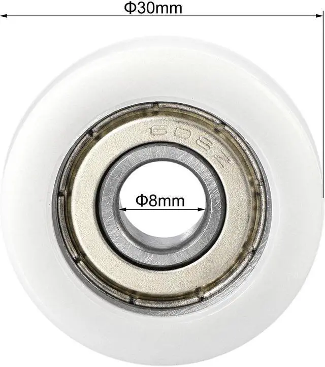 Alt view image 4 of 4 - 608ZZ Ball Bearing Guide Pulley Roller Round Wheel 8x30x10mm Double Metal Shielded (GCr15) Chrome Steel Bearings 4pcs