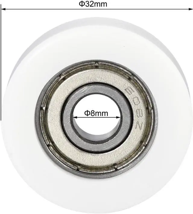 Alt view image 4 of 4 - 608ZZ Ball Bearing Guide Pulley Roller Round Wheel 8x32x12mm Double Metal Shielded (GCr15) Chrome Steel Bearings 2pcs