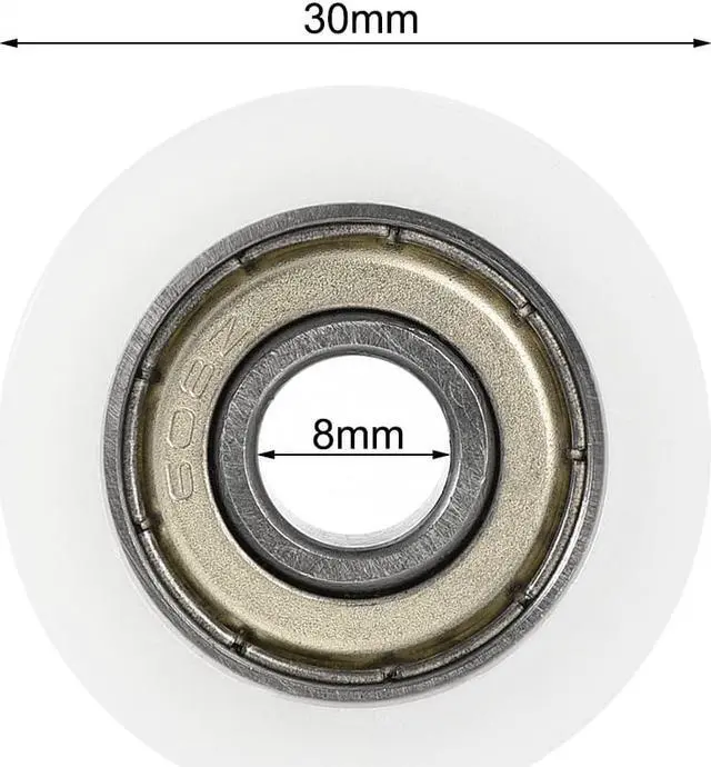 Alt view image 4 of 4 - U608ZZ 608 Nylon U Groove Bearings 8x30x10mm Double Metal Shielded (GCr15) Chrome Steel Ball Bearings 2pcs