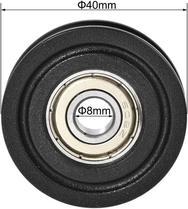 Alt view image 4 of 4 - U608ZZ U Groove Guide Pulley Rail Ball Bearings 8x40x10mm Double Metal Shielded (GCr15) Chrome Steel Bearings Roller Guide Wheel Black