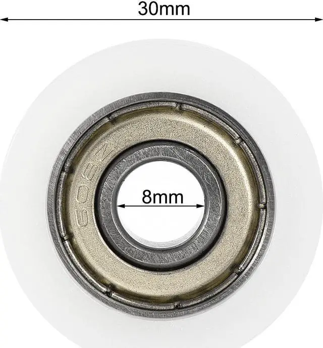 Alt view image 4 of 4 - U608ZZ 608 Nylon U Groove Bearings 8x30x10mm Double Metal Shielded (GCr15) Chrome Steel Ball Bearings 5pcs