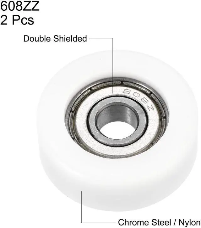 Alt view image 2 of 4 - 608ZZ Ball Bearing Guide Pulley Roller Round Wheel 8x32x12mm Double Metal Shielded (GCr15) Chrome Steel Bearings 2pcs