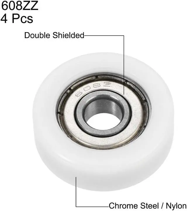 Alt view image 2 of 4 - 608ZZ Ball Bearing Guide Pulley Roller Round Wheel 8x30x10mm Double Metal Shielded (GCr15) Chrome Steel Bearings 4pcs