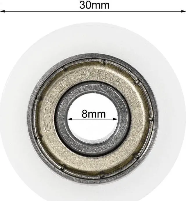 Alt view image 4 of 4 - U608ZZ 608 Nylon U Groove Bearings 8x30x10mm Double Metal Shielded (GCr15) Chrome Steel Ball Bearings 10pcs