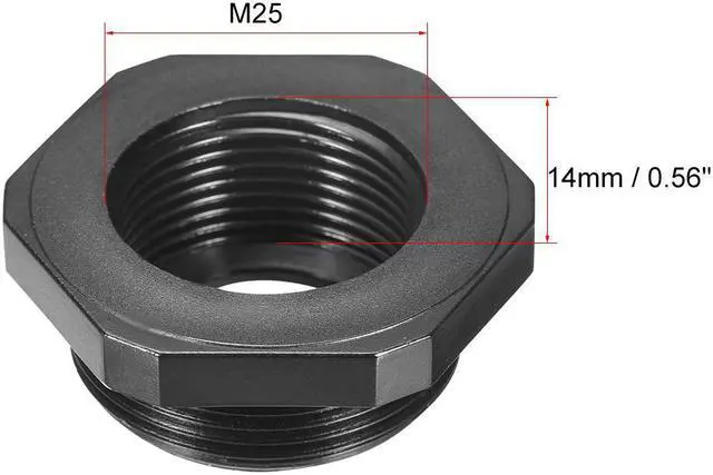 Alt view image 3 of 3 - Threaded Reducing Bushings Nylon Connector Adaptor M32 Male Thread to M25 Female Thread Black , 3 Pcs