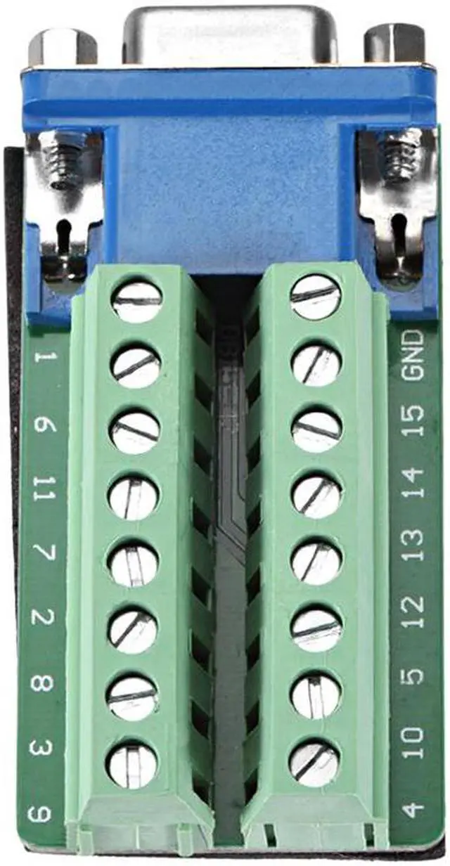 Alt view image 3 of 3 - D-sub DB15 Breakout Board Connector 15 Pin 3-row Female Port Solderless Terminal Block Adapter with Positioning Nuts