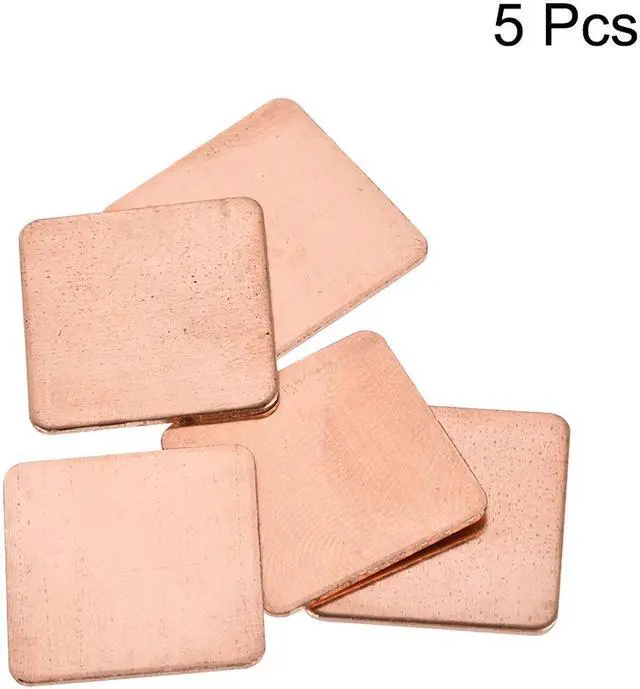 Alt view image 3 of 3 - Flat IC Chipset Thermal Copper Heatsink for CPU GPU RAM 20 x 20 x 0.8mm 5pcs