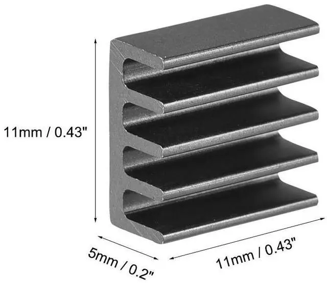 Alt view image 2 of 4 - Parallel Line Notch Heatsink for MOS GPU IC Chip Black 11 x 11 x 5 mm 12pcs