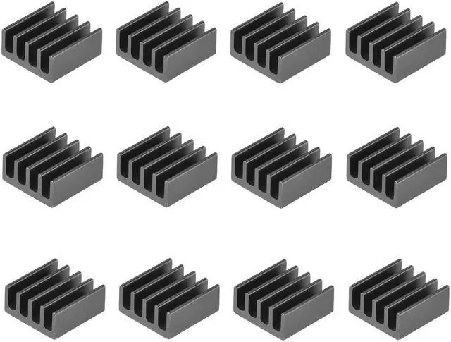 Main image of Parallel Line Notch Heatsink for MOS GPU IC Chip Black 11 x 11 x 5 mm 12pcs