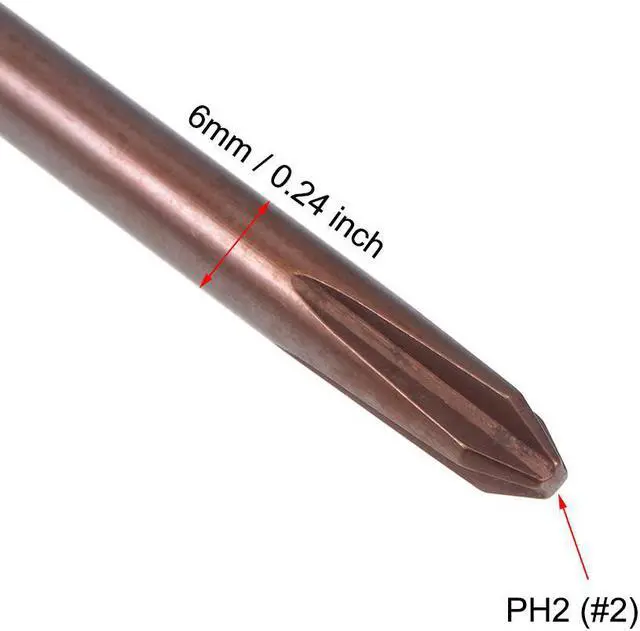 Alt view image 3 of 5 - 6mm Phillips PH2 Magnetic Screwdriver 11.8 Inch S2 Steel Round Shaft Non Slip Black+Blue+White Handle