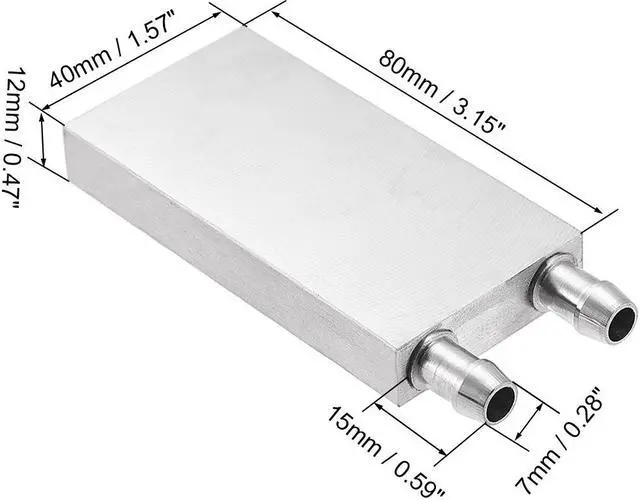 Alt view image 3 of 3 - Aluminum Water Cooling Block 40x80mm Polished Heatsink with Nozzle for PC Computer CPU Graphics Radiator