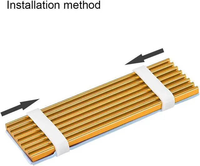 Alt view image 4 of 4 - M.2 Aluminum Heatsink Kit 70x22x3mm Golden Tone with Silicone Thermal Pads for 2280 SSD
