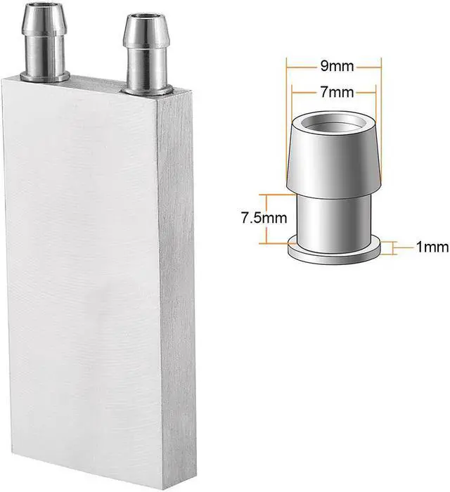 Alt view image 2 of 3 - Aluminum Water Cooling Block 40x80mm Polished Heatsink with Nozzle for PC Computer CPU Graphics Radiator