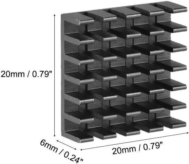 Alt view image 3 of 3 - 6x20x20mm Black Aluminum Heatsink Thermal Adhesive Pad Cooler for Cooling 3D Printers 10Pcs