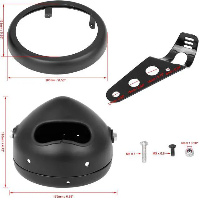 Alt view image 3 of 7 - 5.75 Inch Glossy Black Motorcycle Headlight Light Bracket Housing Fit for Harley Davidson