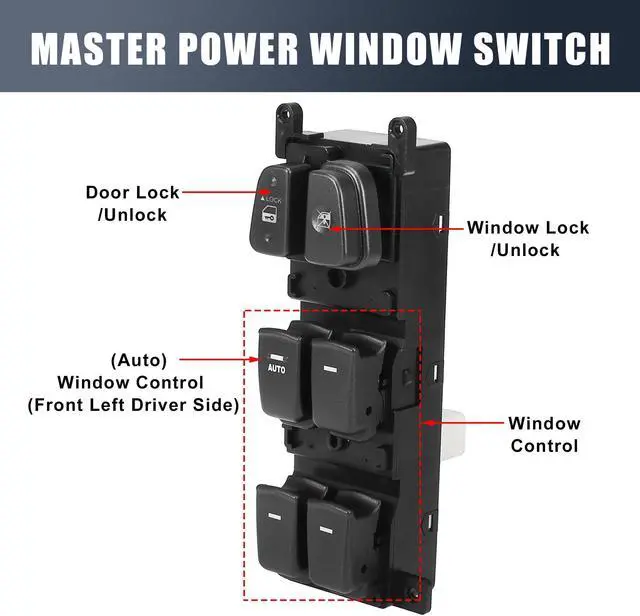 Alt view image 3 of 6 - Front Left Side Power Door Window Switch for Hyundai Sonata 2008-2010 93570-3K600