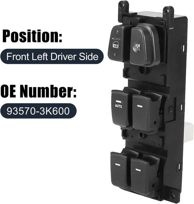 Alt view image 2 of 6 - Front Left Side Power Door Window Switch for Hyundai Sonata 2008-2010 93570-3K600
