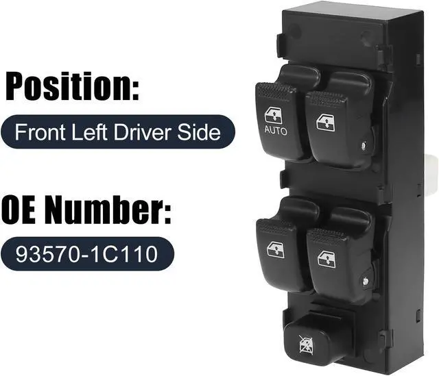 Alt view image 2 of 6 - Front Left Side Power Door Window Switch for Hyundai Getz 2005 93570-1C110