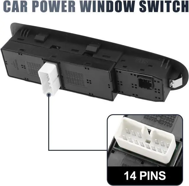 Alt view image 4 of 6 - Front Left Side Power Door Window Switch for Hyundai Elantra 2002-2006 93570-2D000 93570-2D100