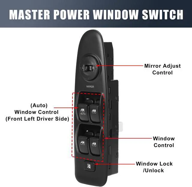Alt view image 3 of 6 - Front Left Side Power Door Window Switch for Hyundai Elantra 2002-2006 93570-2D000 93570-2D100
