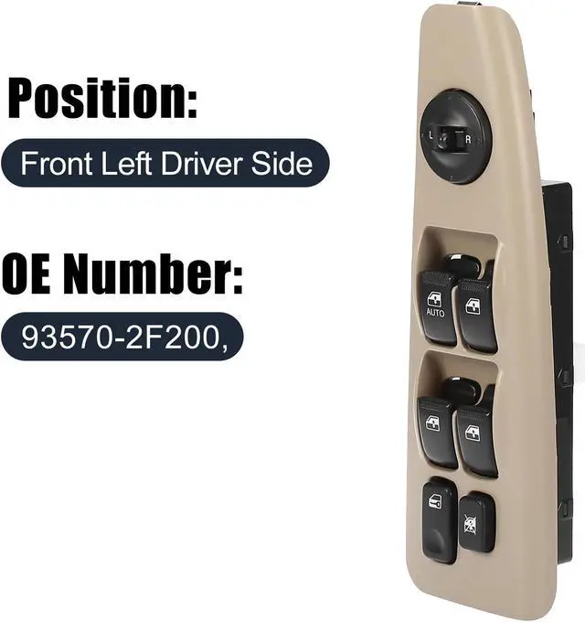 Alt view image 2 of 6 - Front Left Side Power Door Window Switch for Kia Spectra 2004-2009 93570-2F200 93570-2F000