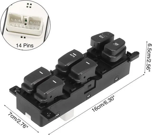Alt view image 6 of 6 - Front Left Side Power Door Window Switch for Hyundai Sonata 2008-2010 93570-3K600