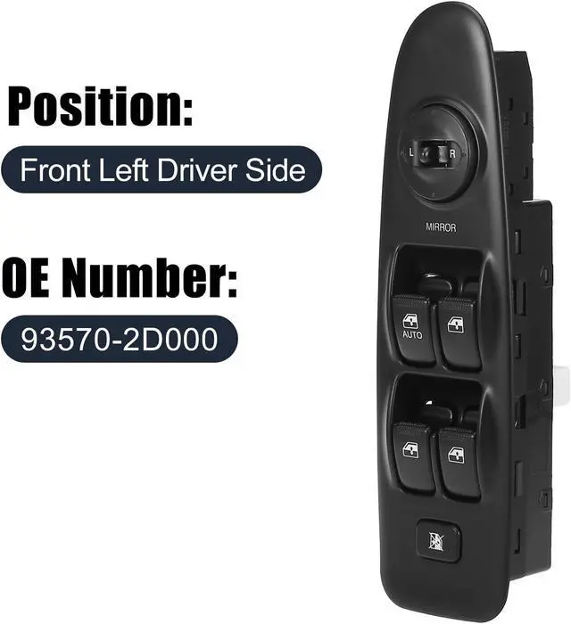 Alt view image 2 of 6 - Front Left Side Power Door Window Switch for Hyundai Elantra 2002-2006 93570-2D000 93570-2D100