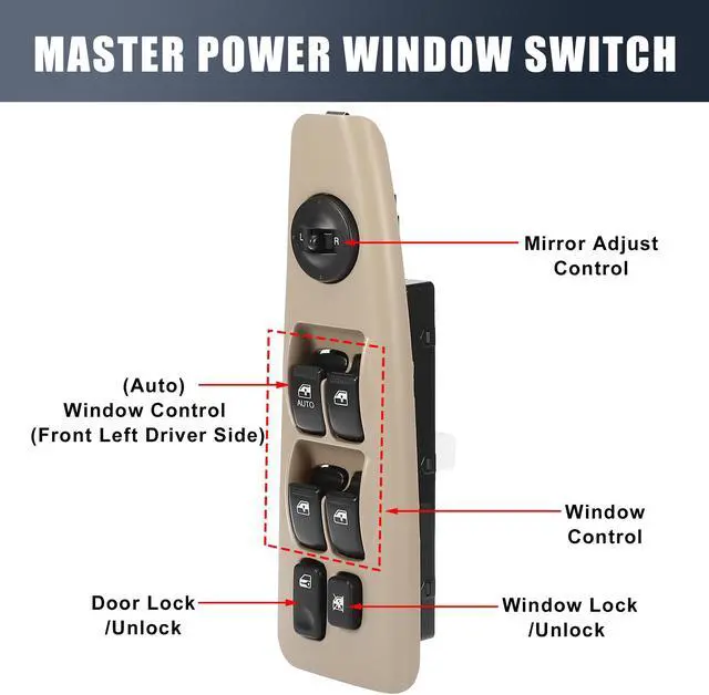 Alt view image 3 of 6 - Front Left Side Power Door Window Switch for Kia Spectra 2004-2009 93570-2F200 93570-2F000