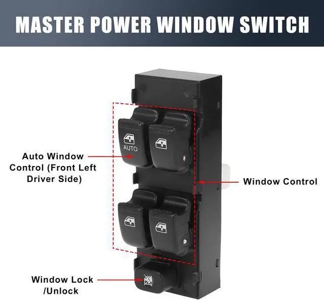 Alt view image 3 of 6 - Front Left Side Power Door Window Switch for Hyundai Getz 2005 93570-1C110
